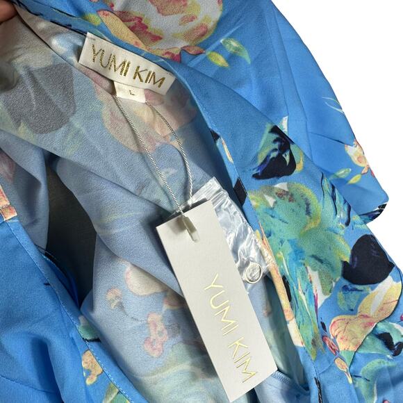 YUMI KIM Sky Blue Garden Dress Floral One Shoulder Mini Style Large NWT - Picture 5 of 7